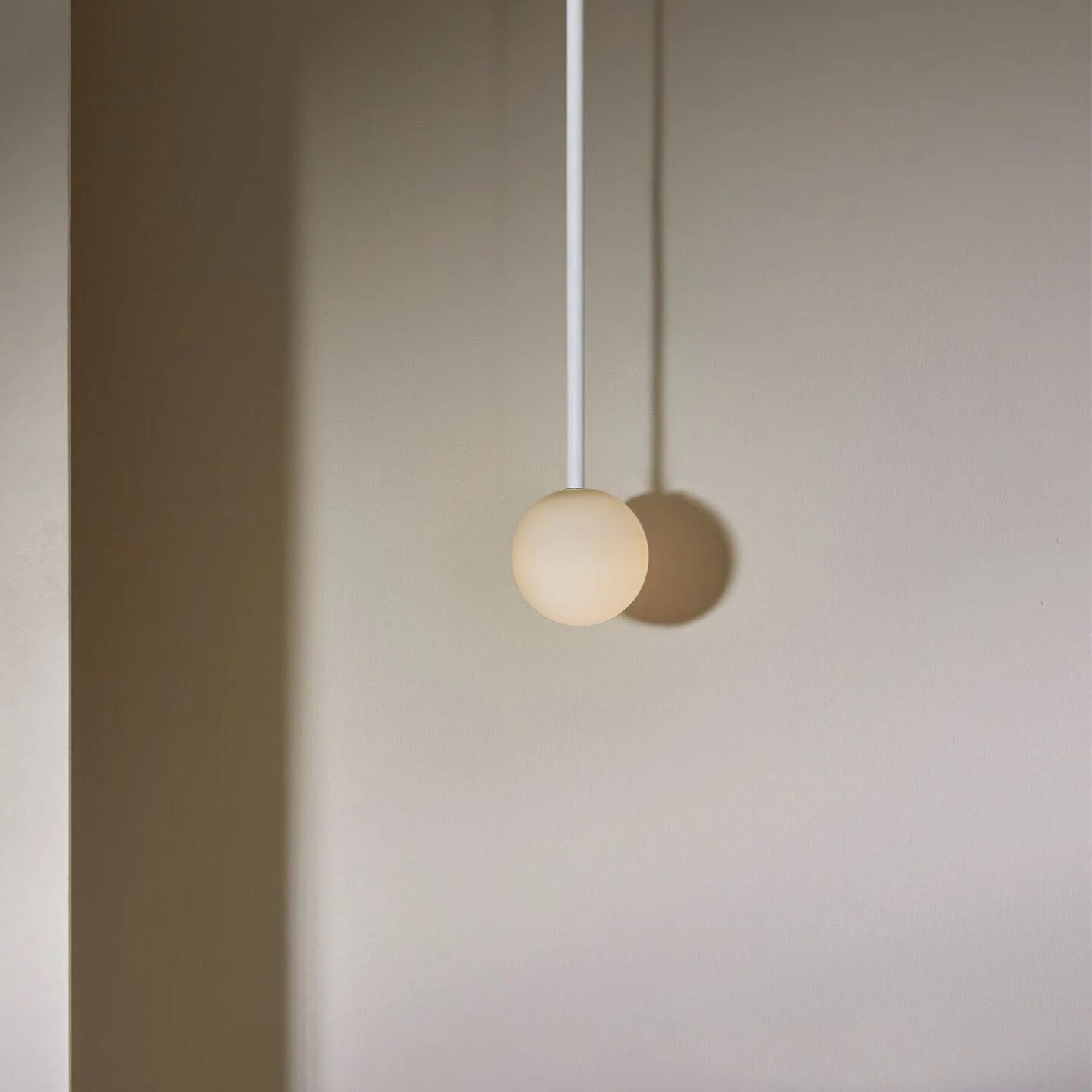 Orb Pendant Small White Satin Solid Rod